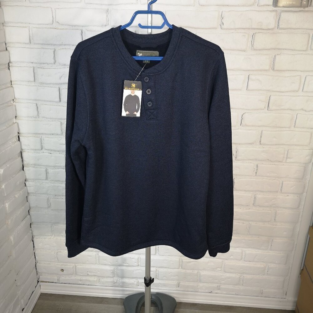NWT BC Clothing Co. Men's Size Medium Navy Faux Sherpa Lined Sweat Shirt